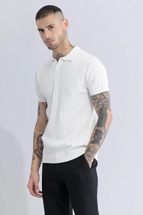 men’s white ribbed polo t shirt | premium slim fit casual wear men’s white ribbed polo t shirt | premium slim fit casual wear