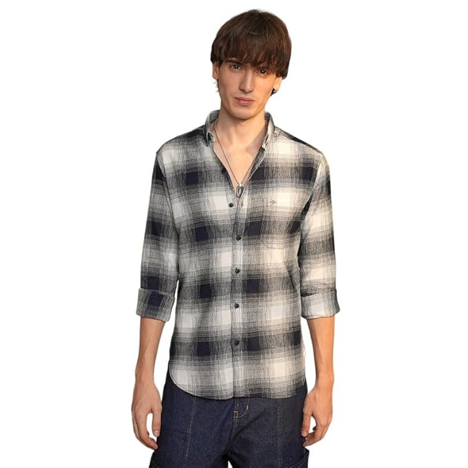 navy ombre checks shirt navy ombre checks shirt