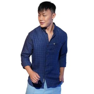 navy blue solid baggy fit stylish corduroy cargo pant