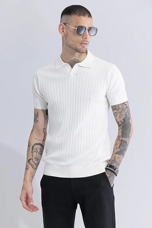 men’s white ribbed polo t shirt | premium slim fit casual wear men’s white ribbed polo t shirt | premium slim fit casual wear