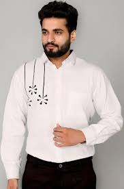 white embroidered structured shirt white embroidered structured shirt