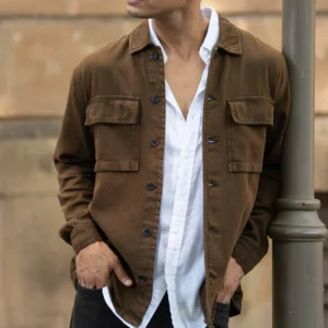 dark brown denim overshirt