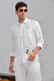 white embroidered structured shirt white embroidered structured shirt