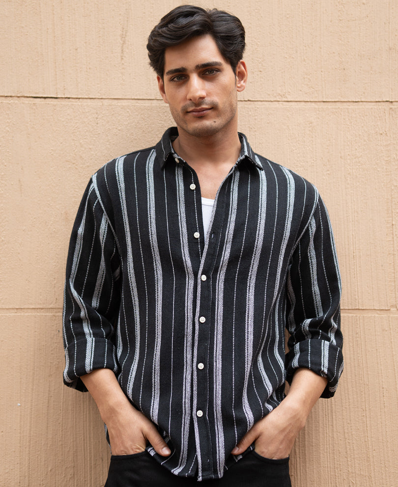 black structured stripe shirt black structured stripe shirt