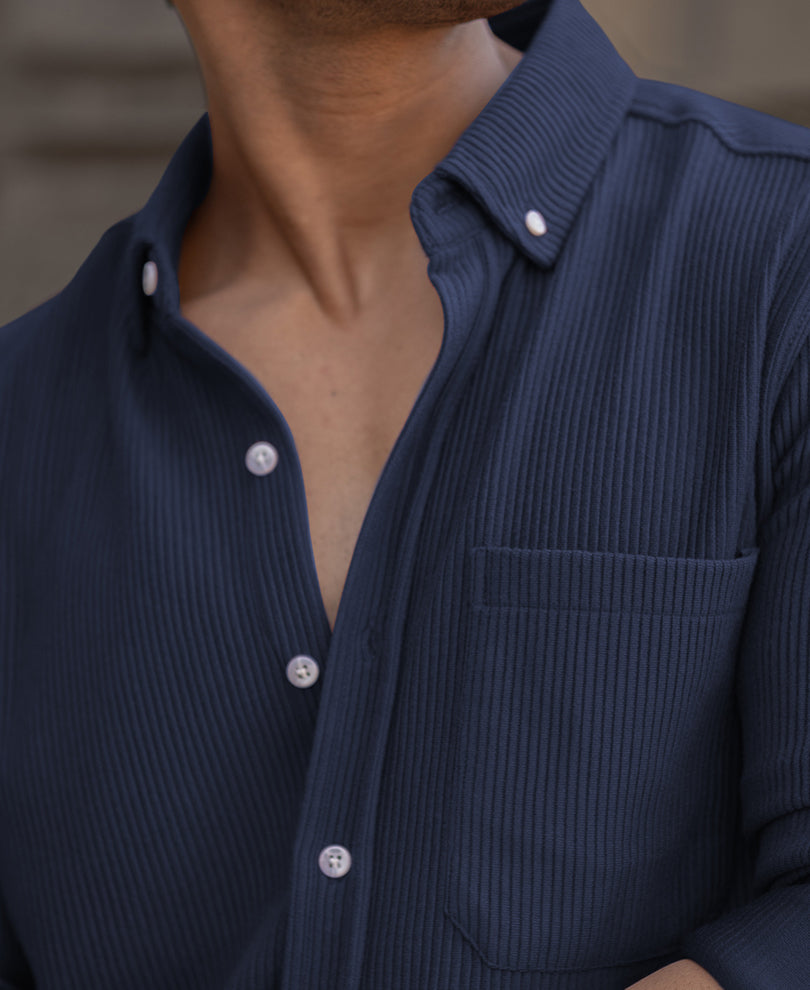 blue corduroy regular fit full sleeves shirt blue corduroy regular fit full sleeves shirt