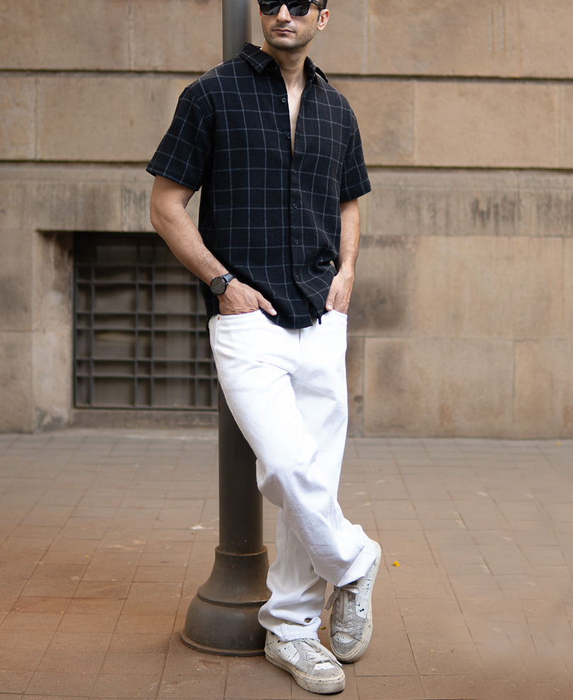 black structured checks shirt black structured checks shirt
