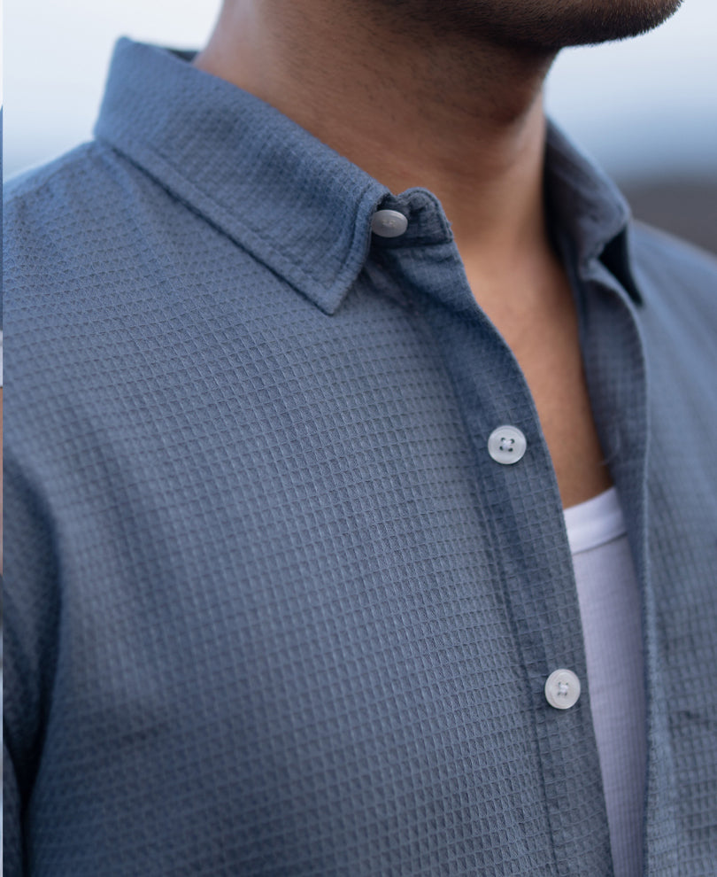 blue structured ombre shirt blue structured ombre shirt