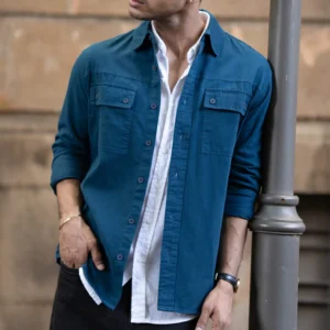 royal blue structured overshirt