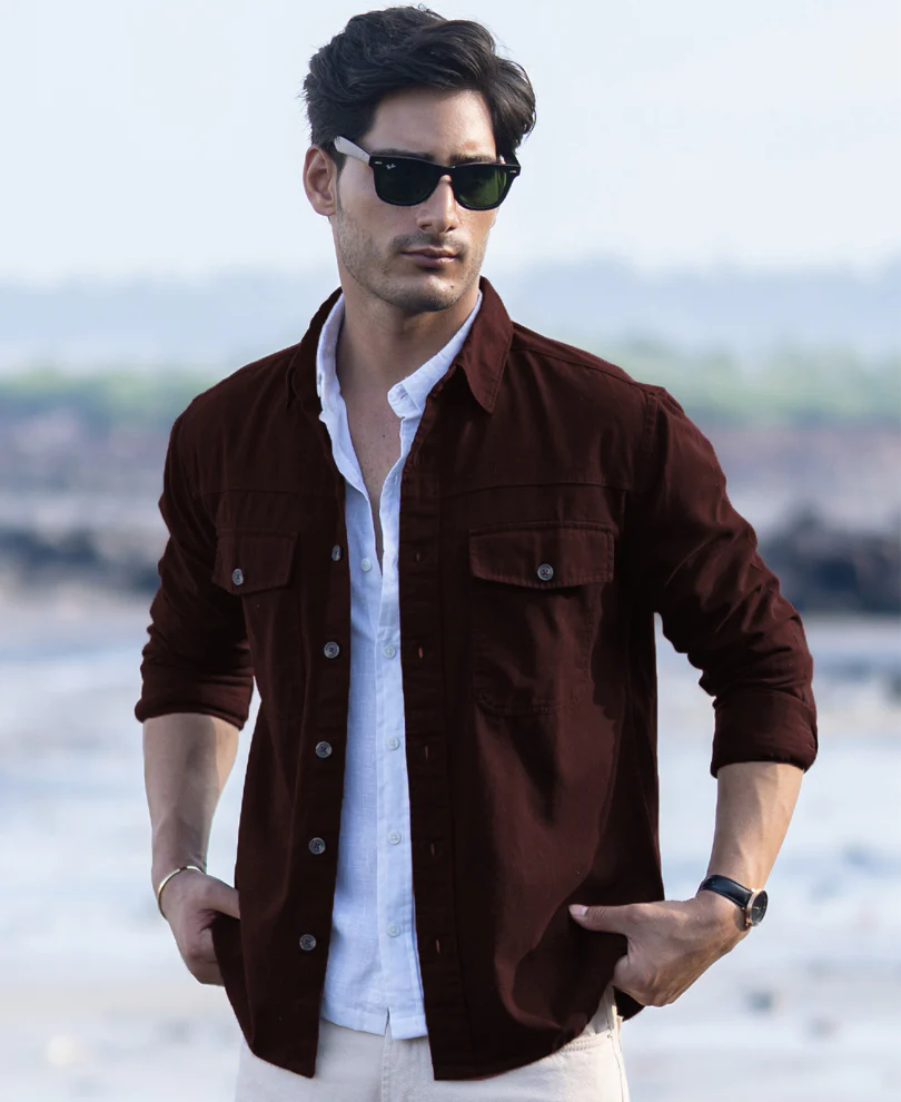 wine structured overshirt with pockets wine structured overshirt with pockets