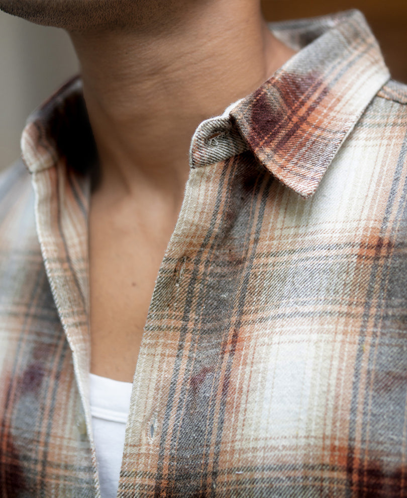 beige washed checks shirt beige washed checks shirt