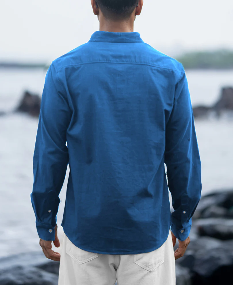 cerulean blue linen blend shirt cerulean blue linen blend shirt
