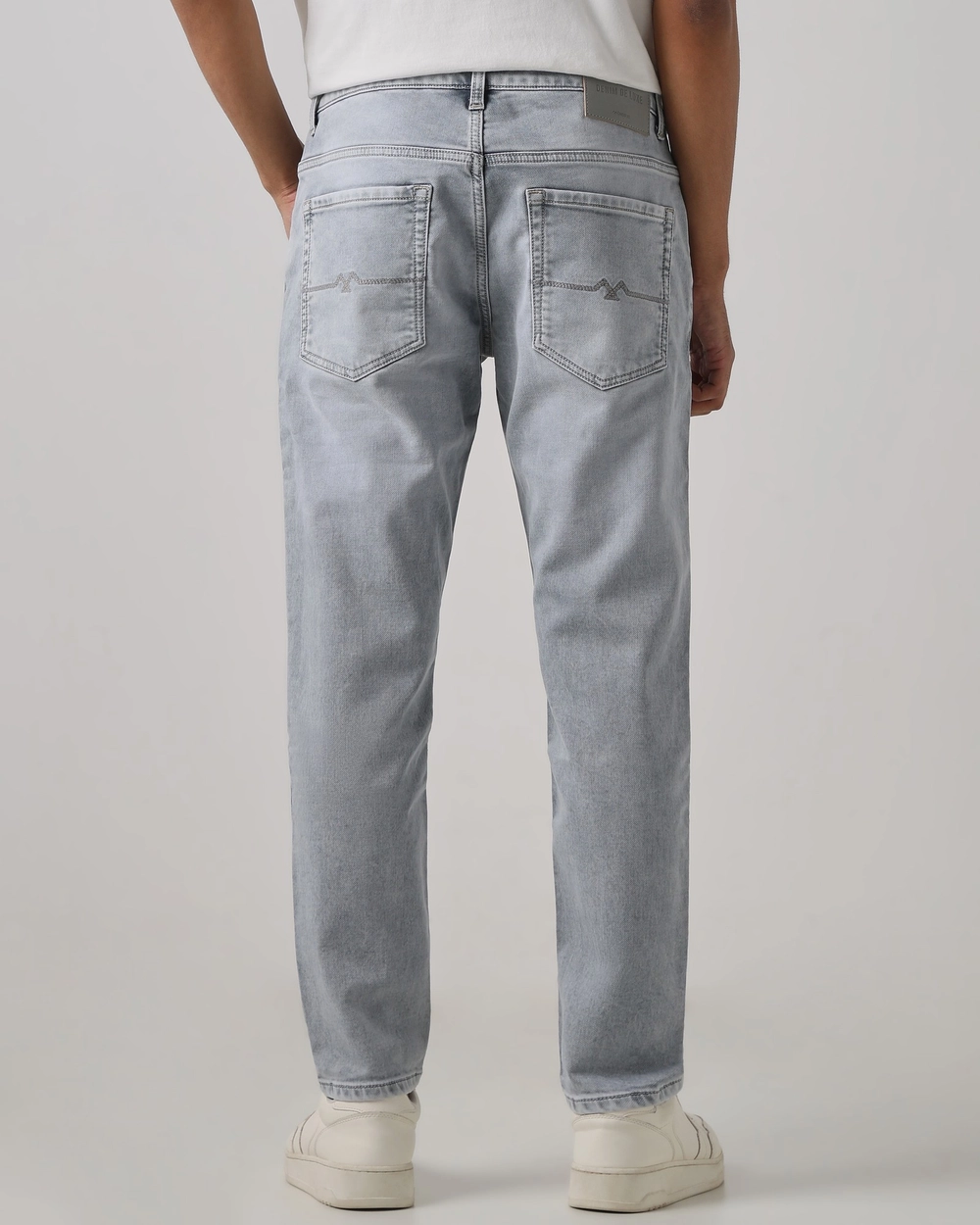 grey 5 pocket midrise, comfort and straight crop length stretch jeans grey 5 pocket midrise, comfort and straight crop length stretch jeans