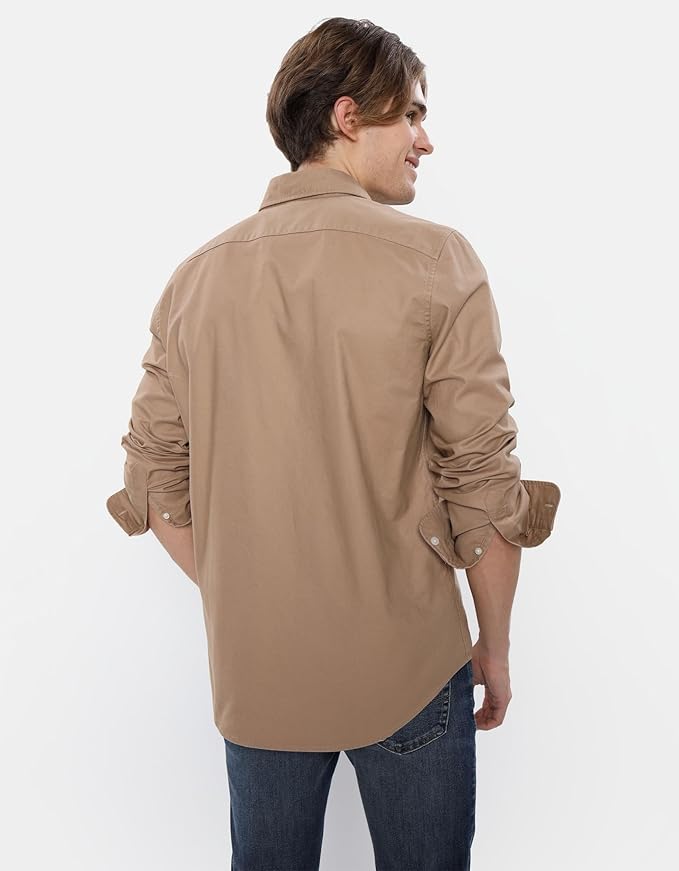 classic khaki slim fit button up shirt for men classic khaki slim fit button up shirt for men