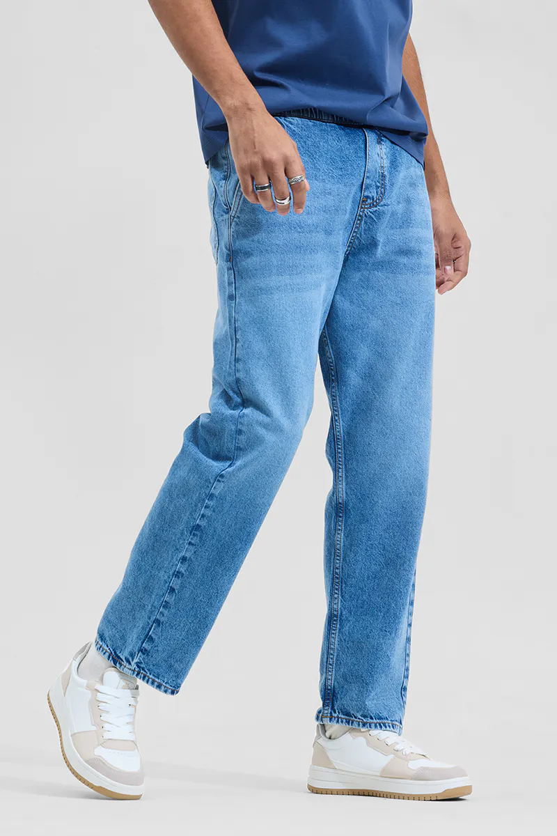 light blue baggy fit jogger style jean with cargo pockets light blue baggy fit jogger style jean with cargo pockets