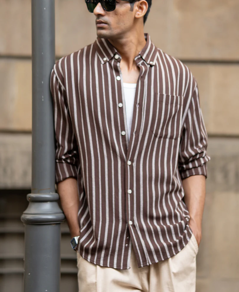 dark brown printed stripe shirt dark brown printed stripe shirt