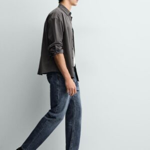 dark blue 5 pocket mid rise slim straight fit stretch jeans