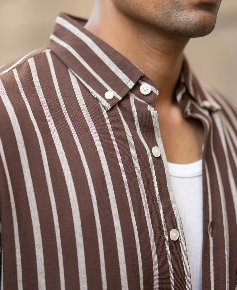dark brown printed stripe shirt dark brown printed stripe shirt