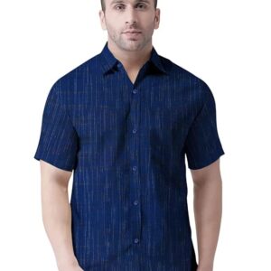 navy structured striped shirt