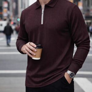 men’s ribbed polo t shirt | premium slim fit casual wear