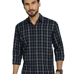 navy structured checks shirt