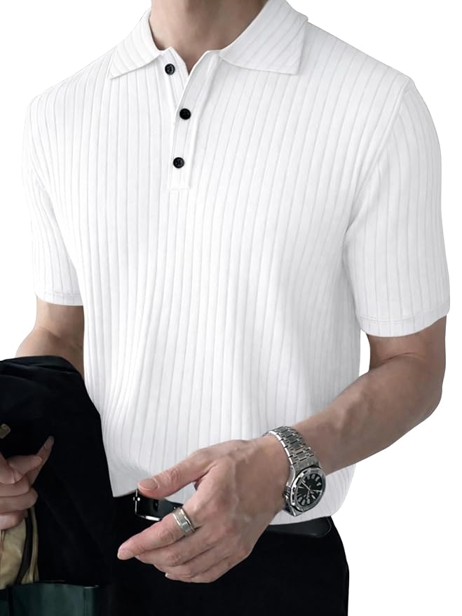 men’s white ribbed polo t shirt | premium slim fit casual wear men’s white ribbed polo t shirt | premium slim fit casual wear