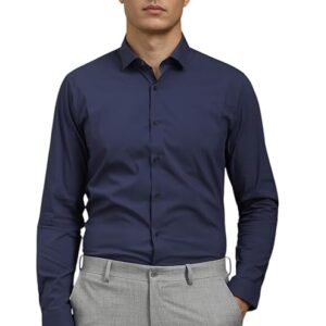 navy brushed checks shirt