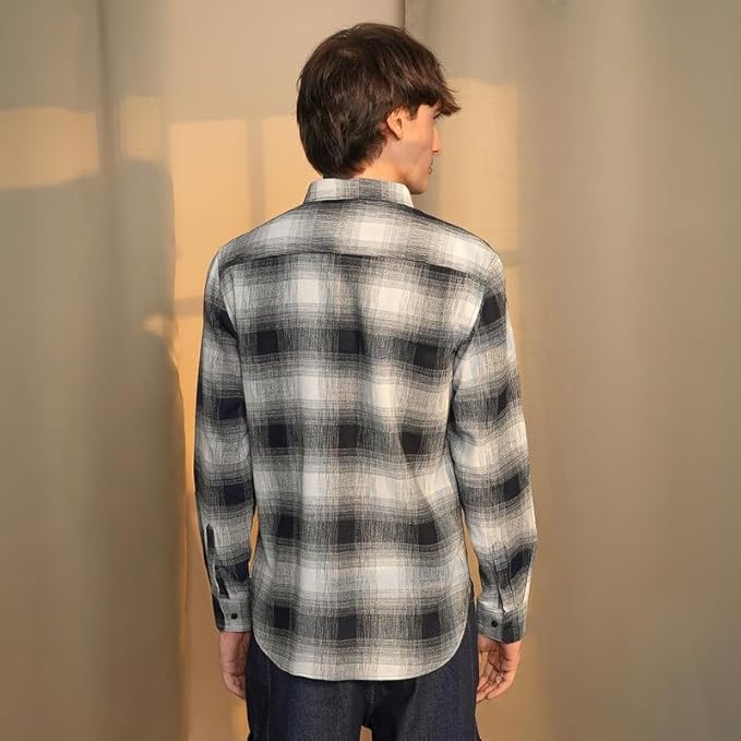 navy ombre checks shirt navy ombre checks shirt