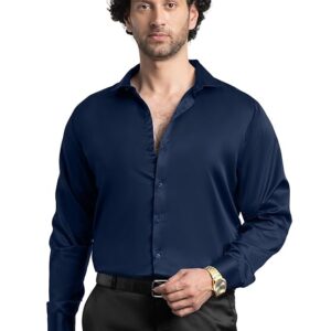 navy blue structured regular fit shirt