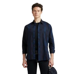 navy ethnic print shirt