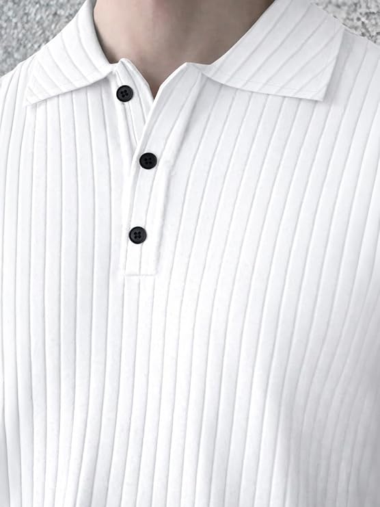men’s white ribbed polo t shirt | premium slim fit casual wear men’s white ribbed polo t shirt | premium slim fit casual wear