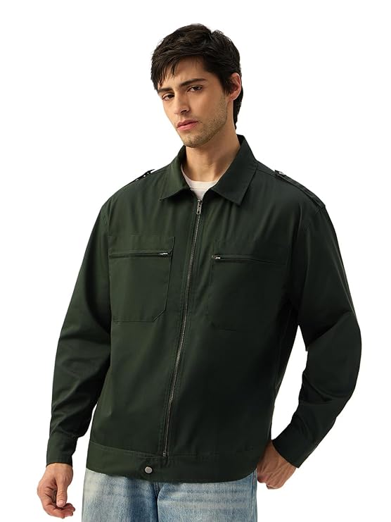 olive structured zipper overshirt olive structured zipper overshirt
