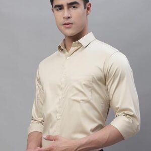 premium cream linen blend slim fit shirts for men
