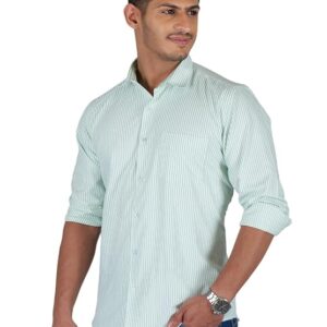 men's slim fit striped formal shirt