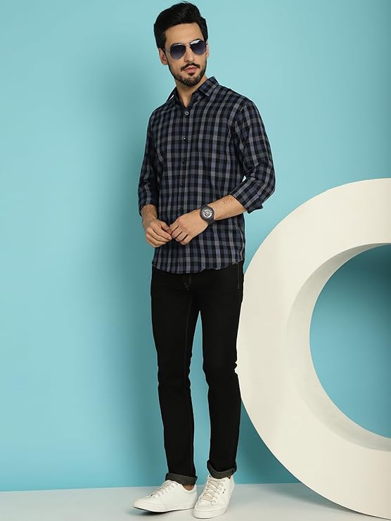 navy structured checks shirt navy structured checks shirt