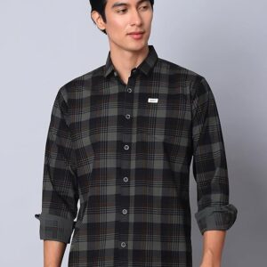 olive washed printed shirt