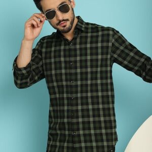 olive and navy lightweight stripe shirt