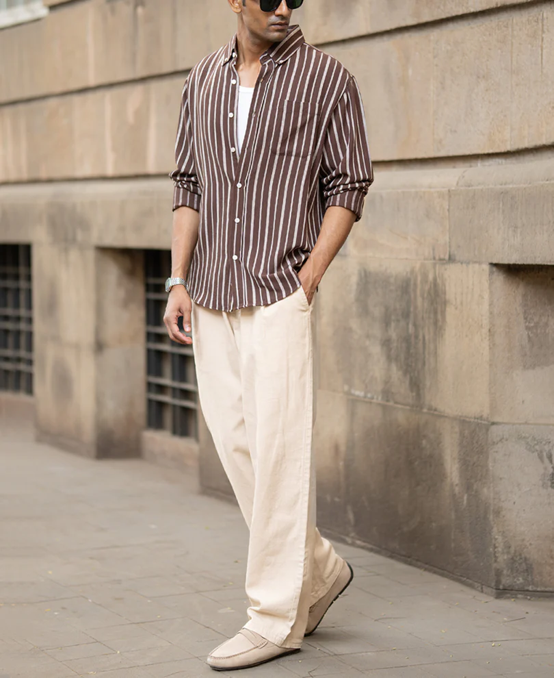 dark brown printed stripe shirt dark brown printed stripe shirt