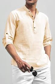 light beige slub kurta shirt light beige slub kurta shirt