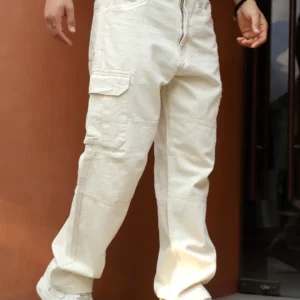 light beige cotton cargo pant