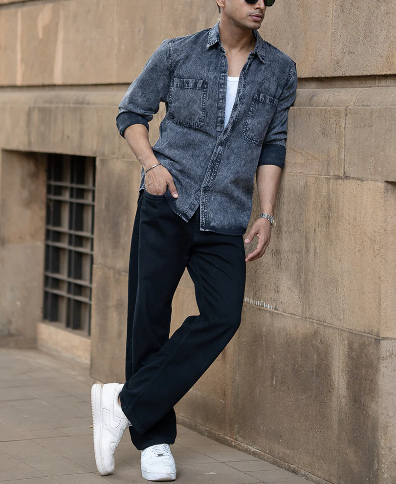 carbon black regular fit full sleeves shirt carbon black regular fit full sleeves shirt