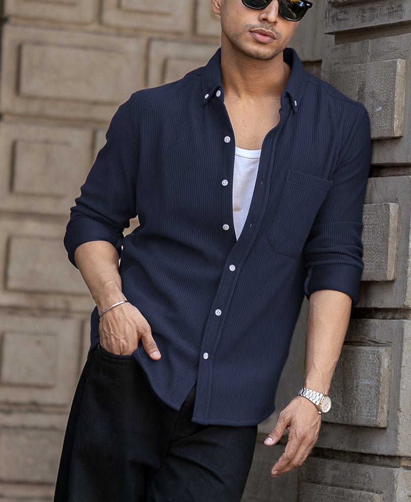 blue corduroy regular fit full sleeves shirt blue corduroy regular fit full sleeves shirt
