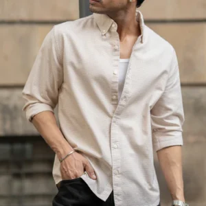 yellow microchecks oxford shirt