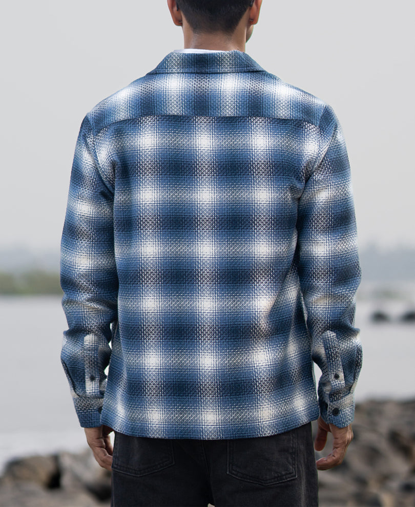 blue structured checks overshirt blue structured checks overshirt