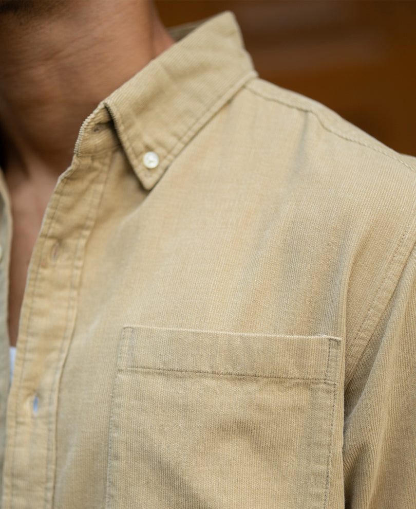 beige corduroy buttondown shirt beige corduroy buttondown shirt
