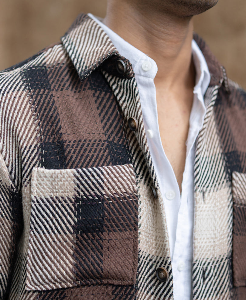 brown twill check shirt brown twill check shirt