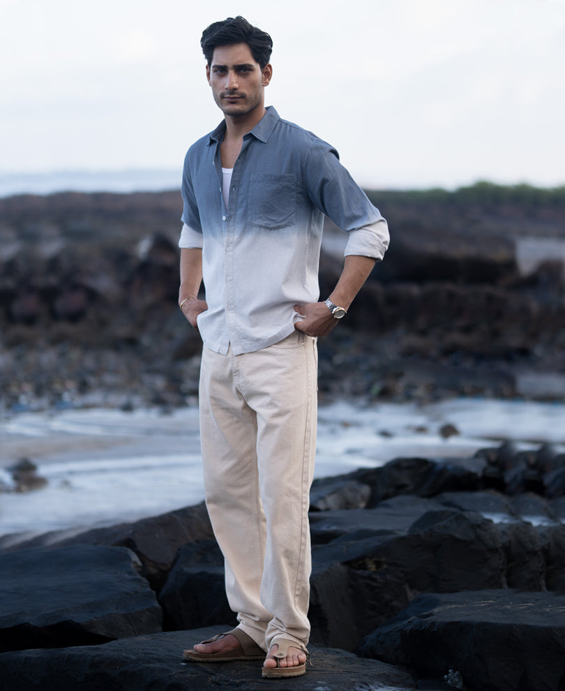 blue structured ombre shirt blue structured ombre shirt
