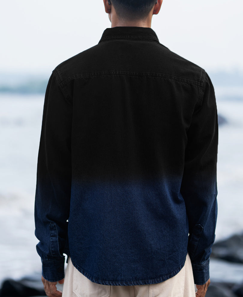 black ombre denim shirt black ombre denim shirt