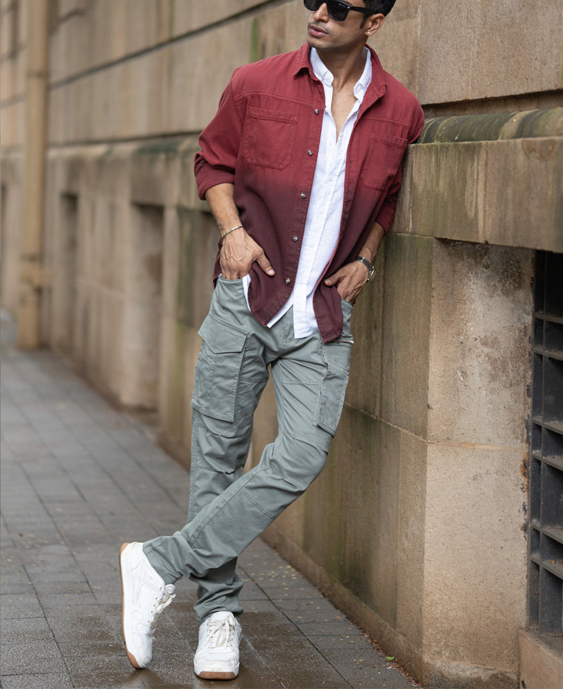 brick red ombre shirt with pockets brick red ombre shirt with pockets