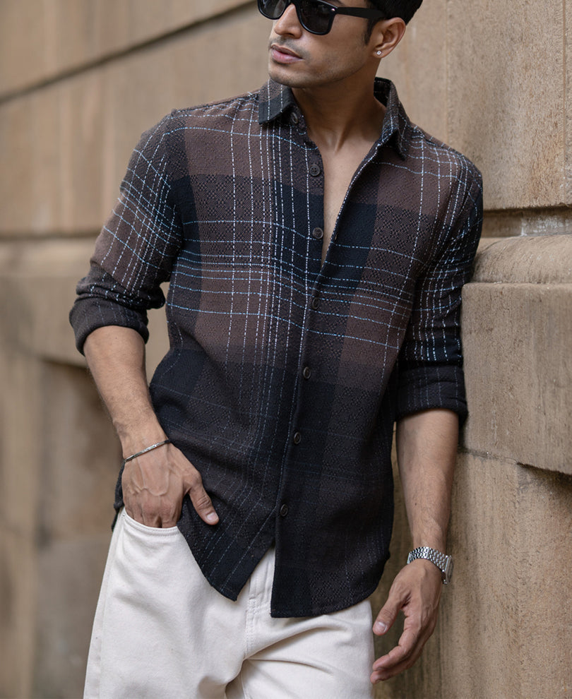 brown ombre checks shirt brown ombre checks shirt