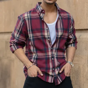 maroon flannel checks shirt